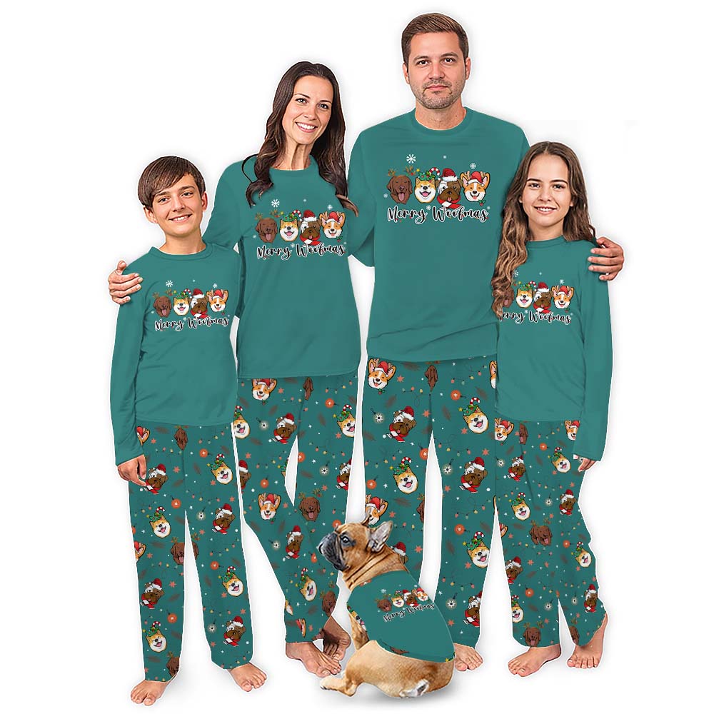 Merry Woofmas Dog Print Christmas Pajamas With Plus Size Merry Woofmas Dog Print Christmas Pajamas With Plus Size