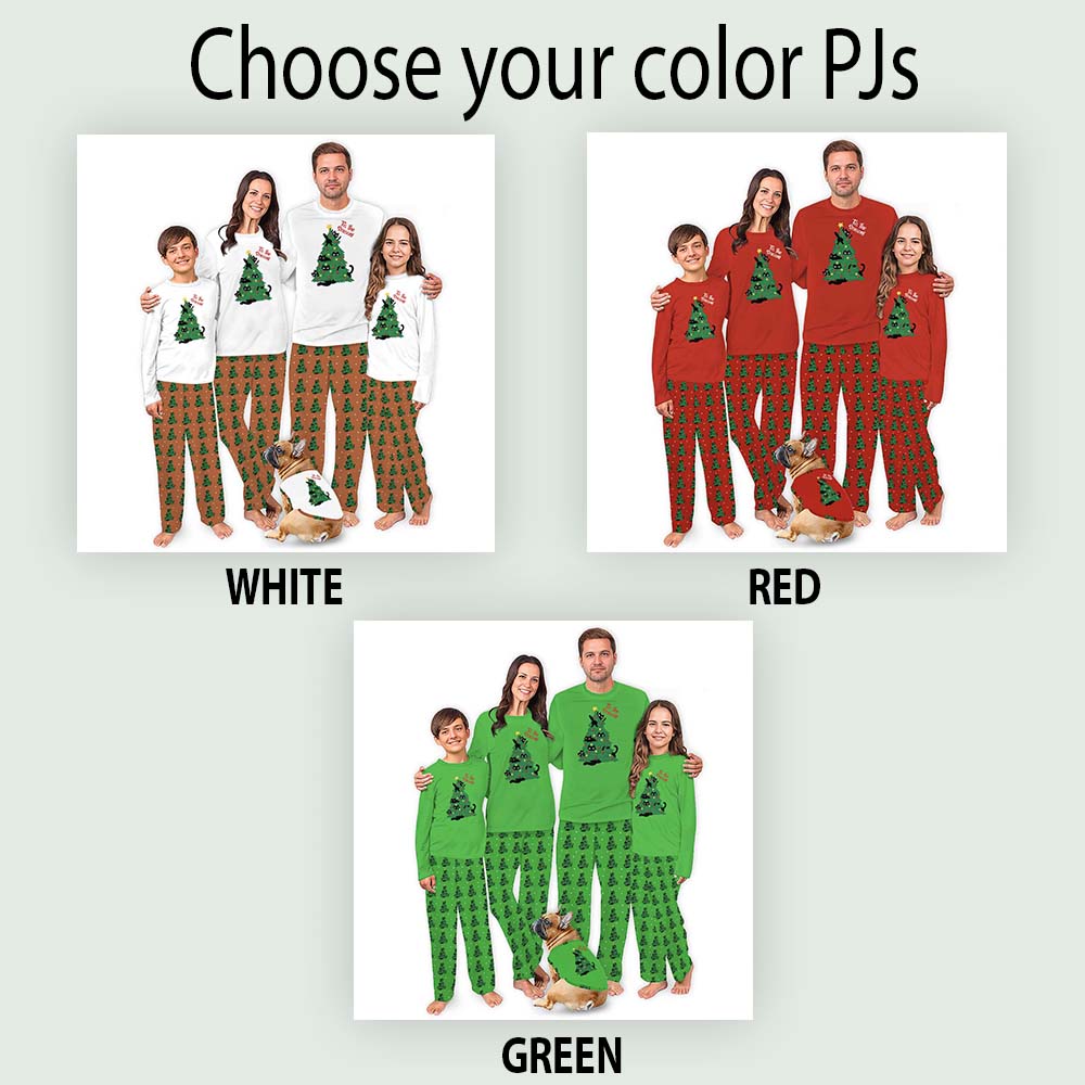 Christmas Tree Cat Print Pajamas For Adults With Plus Size Christmas Tree Cat Print Pajamas For Adults With Plus Size