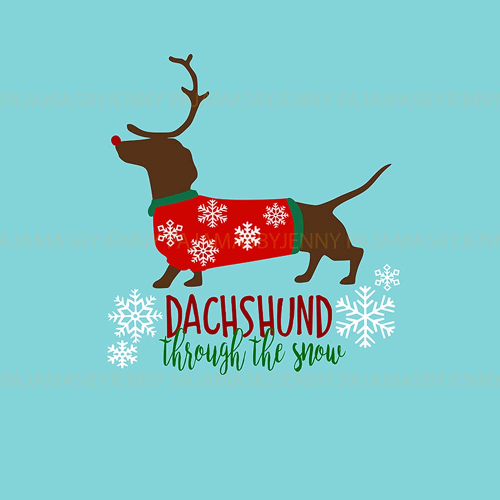 Christmas Dachshund Print Pajamas For Adults With Pockets Christmas Dachshund Print Pajamas For Adults With Pockets