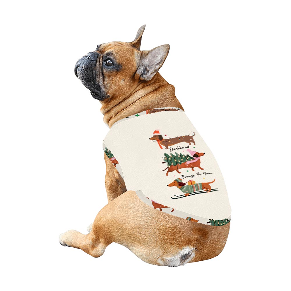 Beige Through The Snow with Dachshund Matching Family Pajama Sets