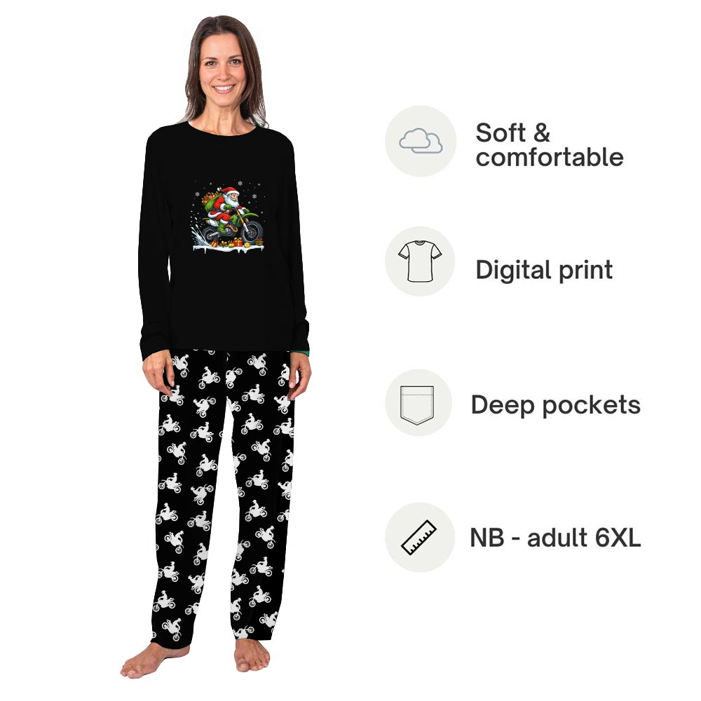 Santa Motocross Rider Dog And Owner Christmas Pajamas