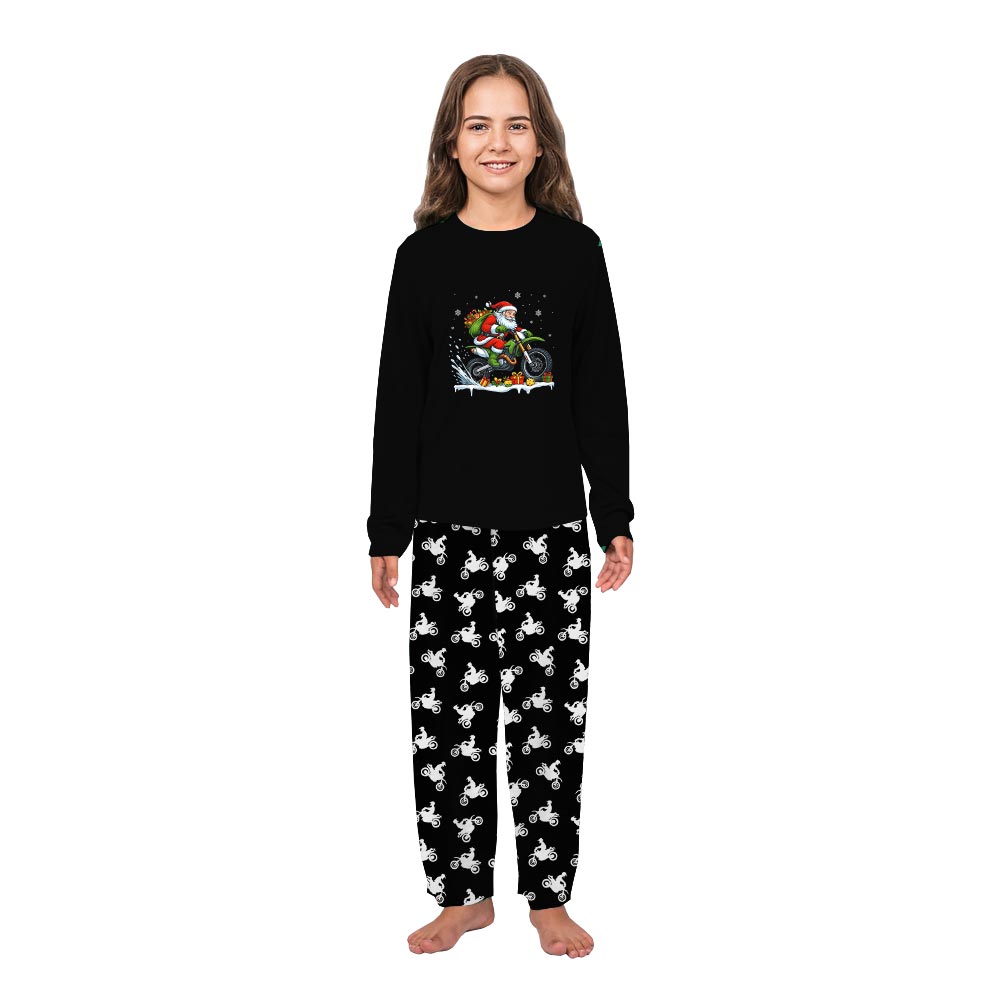 Santa Motocross Rider Dog And Owner Christmas Pajamas