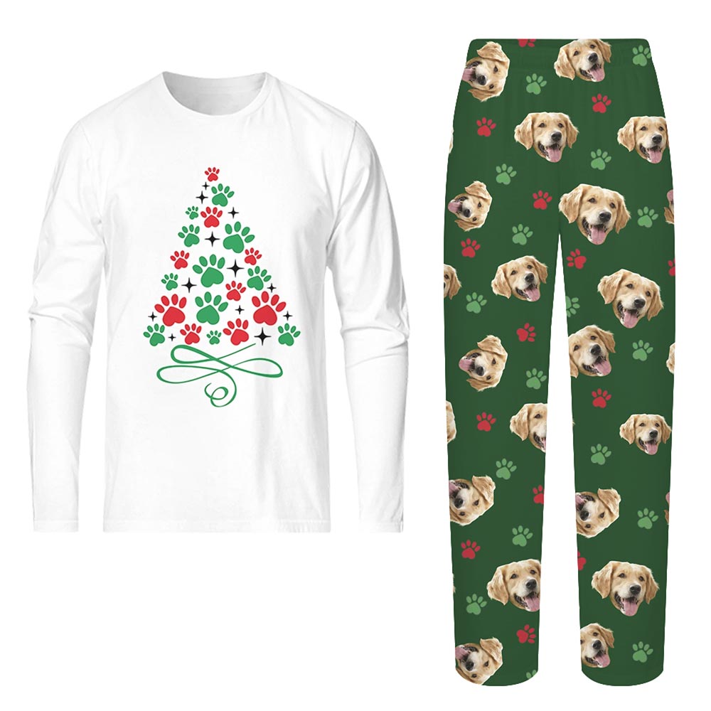 Pet Paw Christmas Tree Face Personalized Pajamas for Family Pet Paw Christmas Tree Face Personalized Pajamas for Family