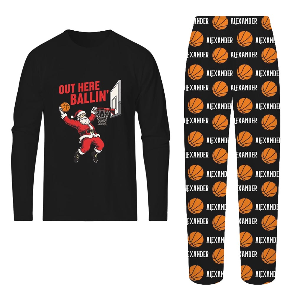 Black Out Here Balling Basketball Personalized Christmas PJs Black Out Here Balling Basketball Personalized Christmas PJs
