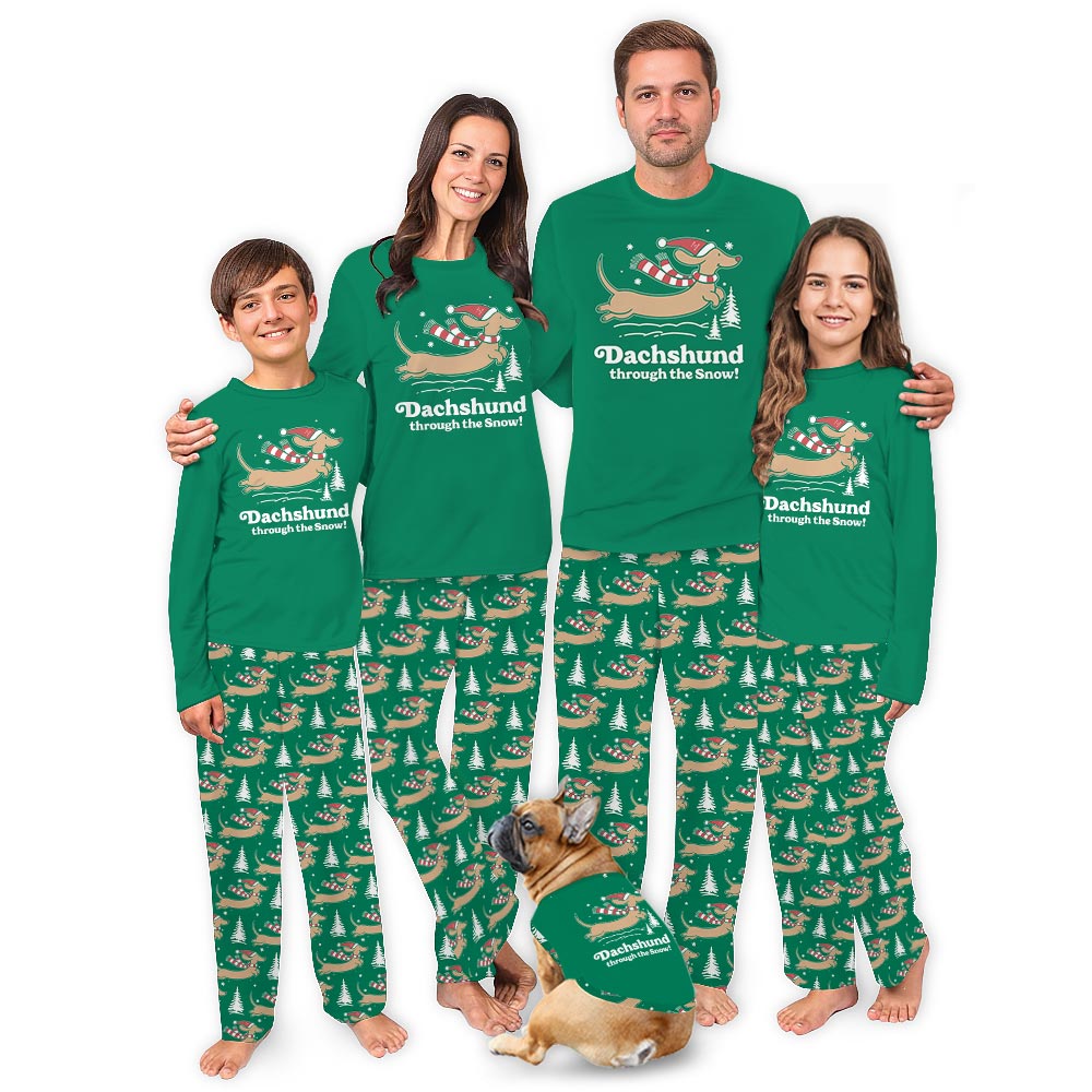 Matching christmas pajamas With Dachshund Through The Snow Matching christmas pajamas With Dachshund Through The Snow