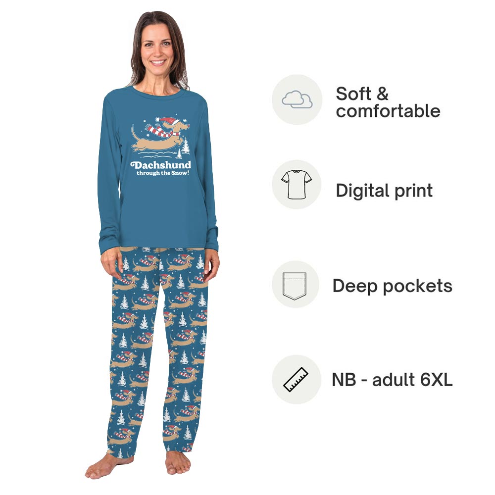 Matching christmas pajamas With Dachshund Through The Snow Matching christmas pajamas With Dachshund Through The Snow