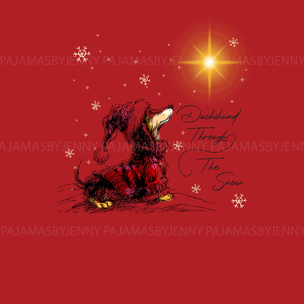 Dachshund Through The Snow Cute Family Christmas Pajamas