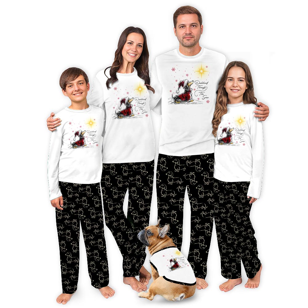 Dachshund Through The Snow Cute Family Christmas Pajamas
