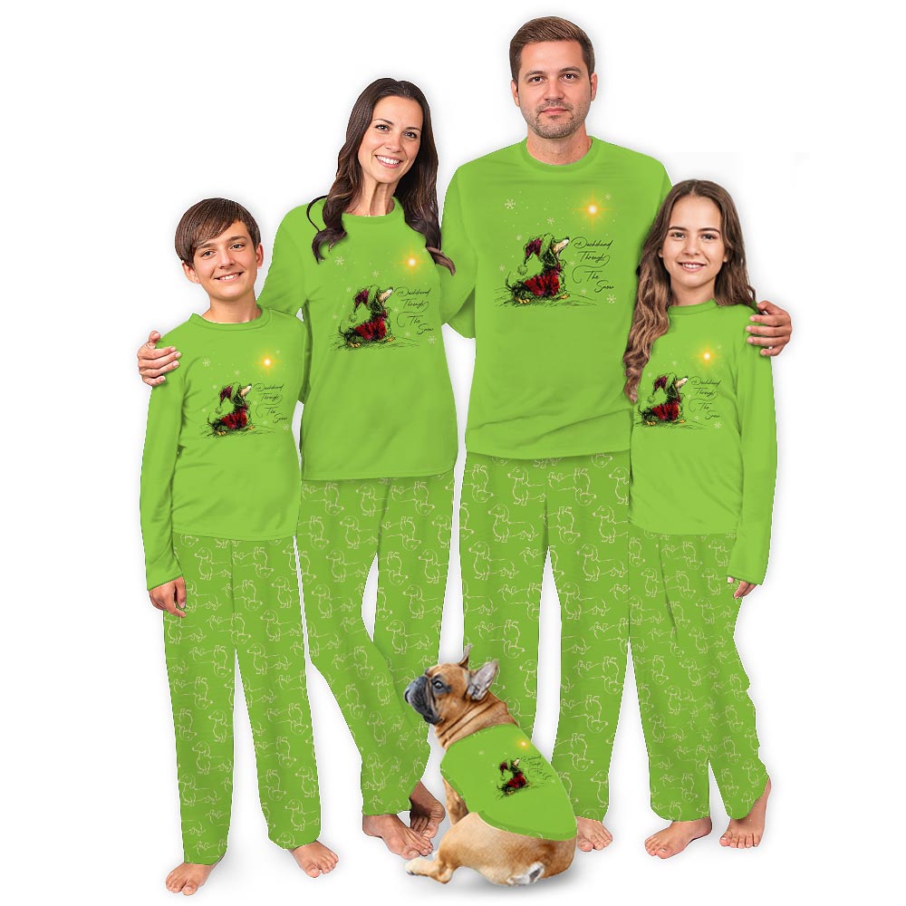 Dachshund Through The Snow Cute Family Christmas Pajamas