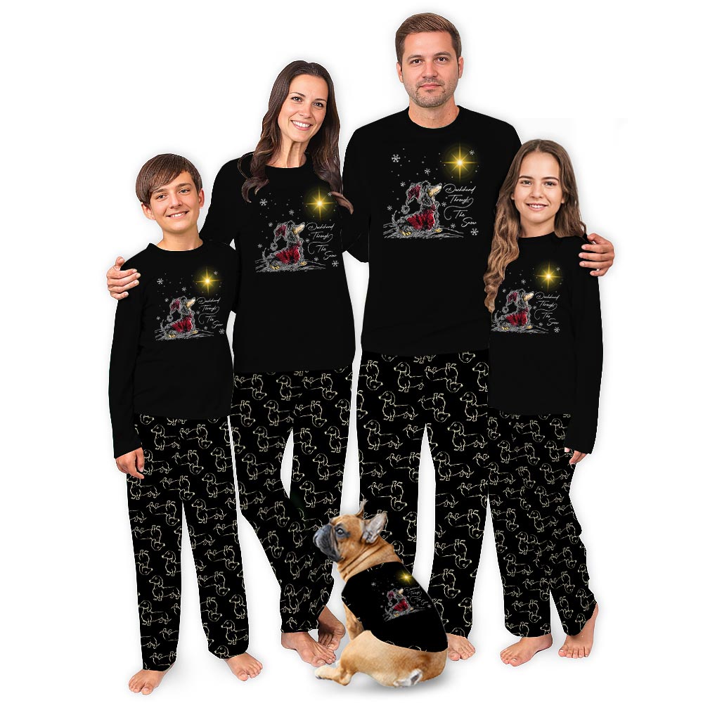 Dachshund Through The Snow Cute Family Christmas Pajamas