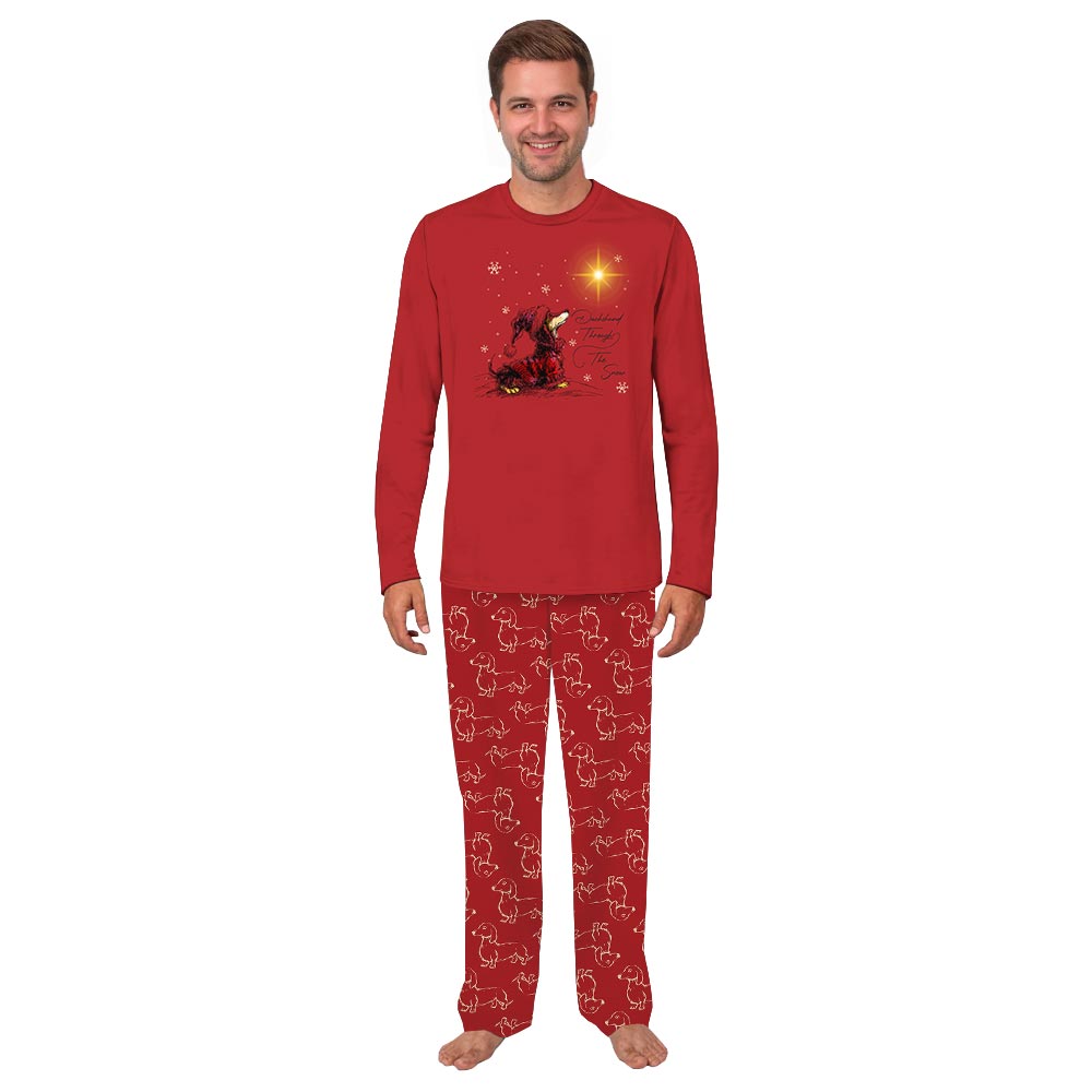 Dachshund Through The Snow Cute Family Christmas Pajamas