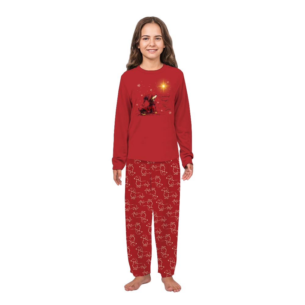 Dachshund Through The Snow Cute Family Christmas Pajamas