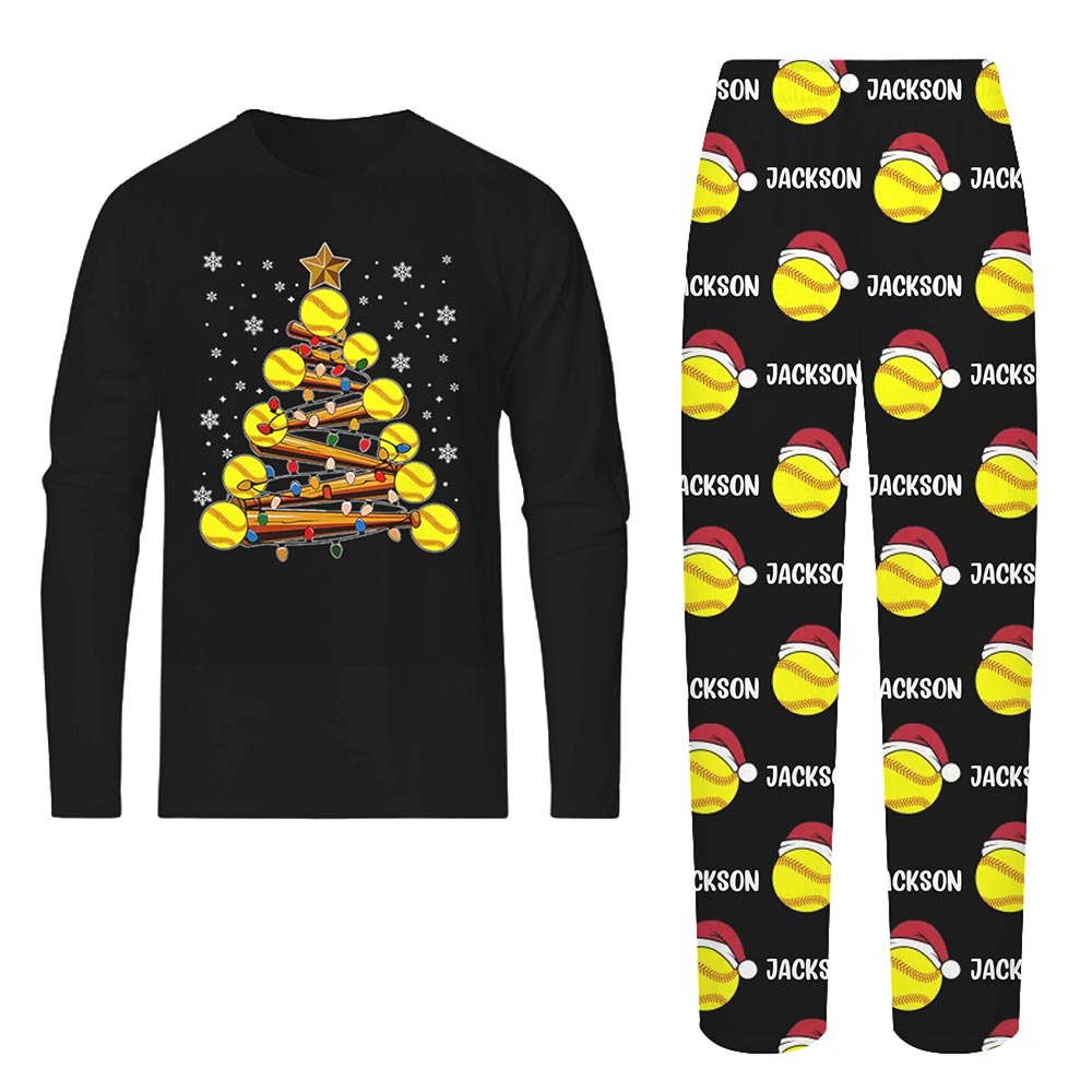 Softball Christmas Tree with Name Personalized Pajamas for Family Softball Christmas Tree with Name Personalized Pajamas for Family