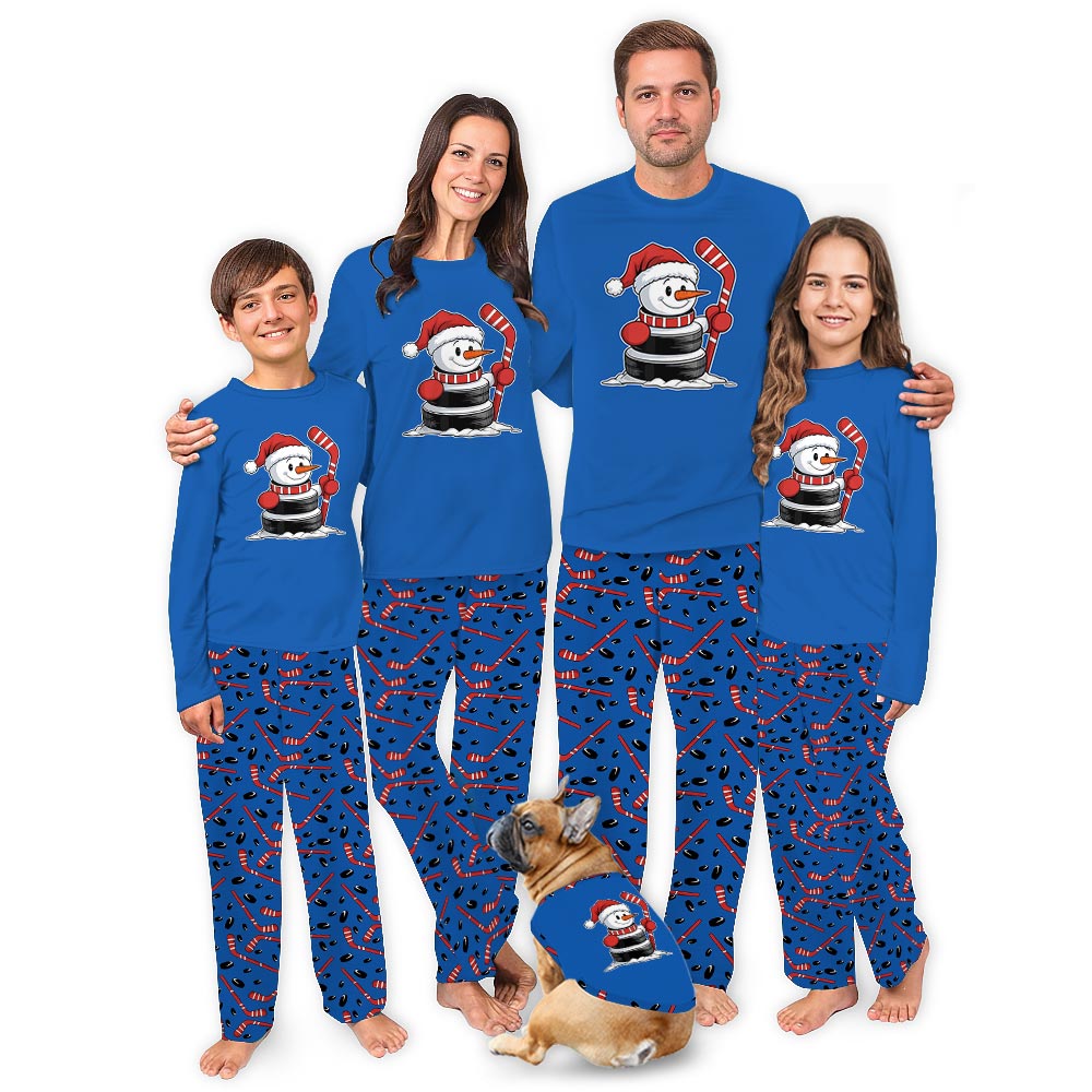 Funny Hockey Snowman Plus Size Family Christmas Pajamas