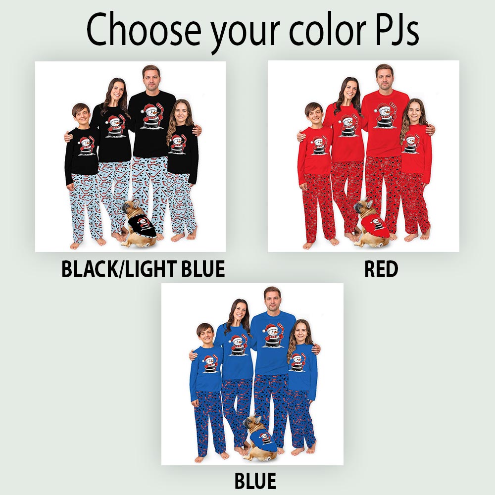 Funny Hockey Snowman Plus Size Family Christmas Pajamas