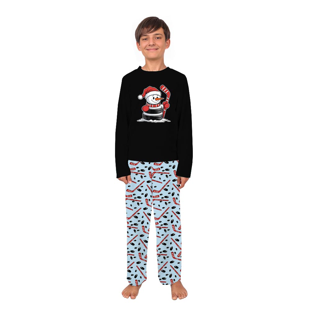 Funny Hockey Snowman Plus Size Family Christmas Pajamas