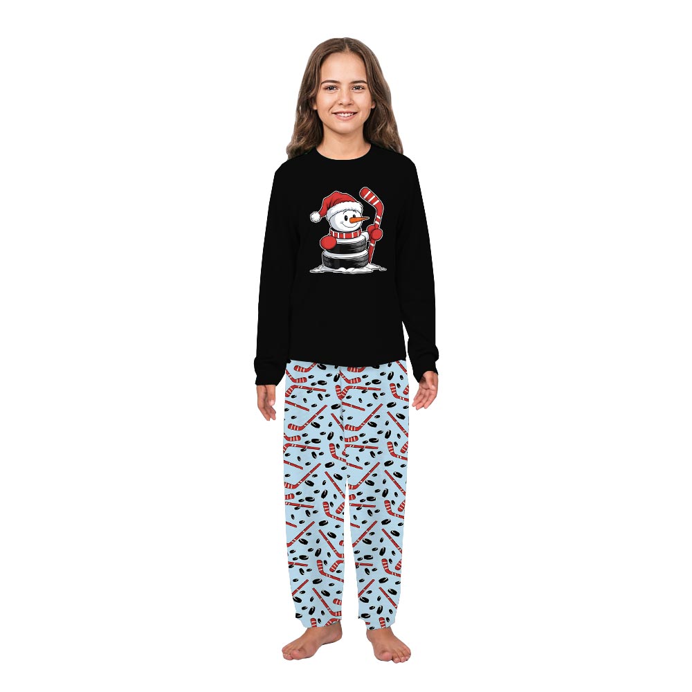 Funny Hockey Snowman Plus Size Family Christmas Pajamas