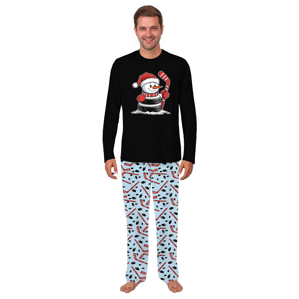 Funny Hockey Snowman Plus Size Family Christmas Pajamas