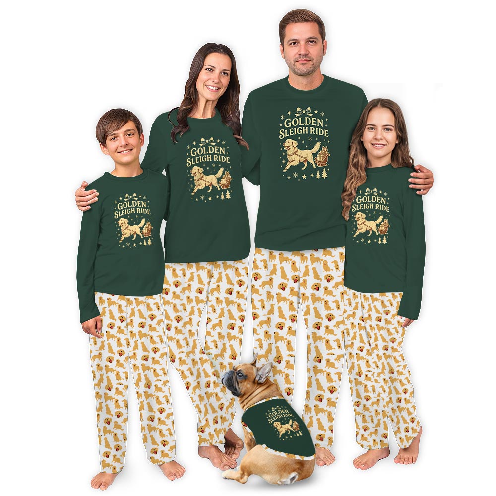 Golden Retriever Matching Dog And Owner Pajamas Christmas