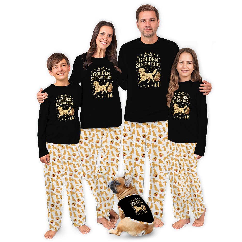 Golden Retriever Matching Dog And Owner Pajamas Christmas