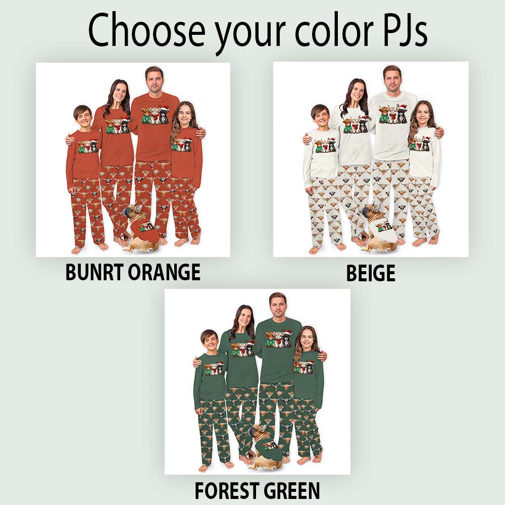 Baby Highland Cows On Green Family Christmas Pajamas With Plus Size Baby Highland Cows On Green Family Christmas Pajamas With Plus Size