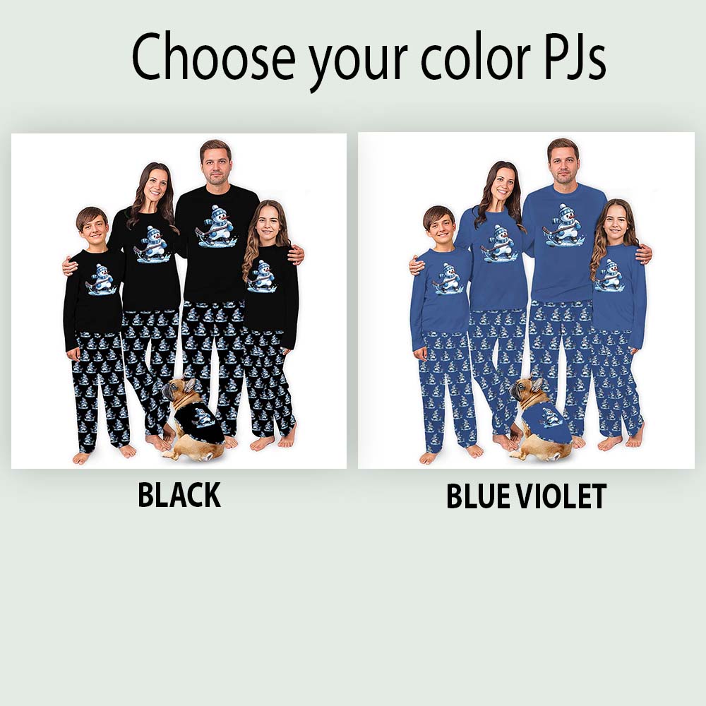 Ice Hockey Snowman Cool Matching Christmas Pajamas With Pockets
