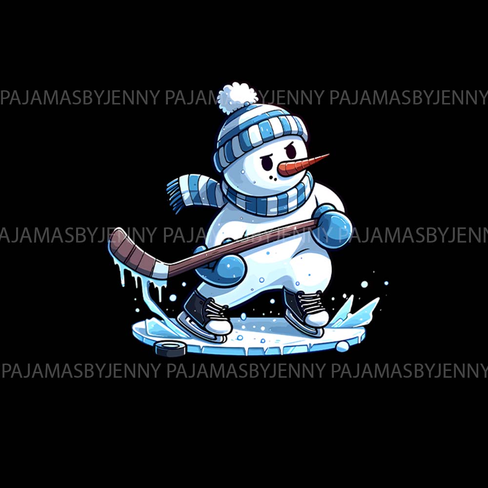 Ice Hockey Snowman Cool Matching Christmas Pajamas With Pockets