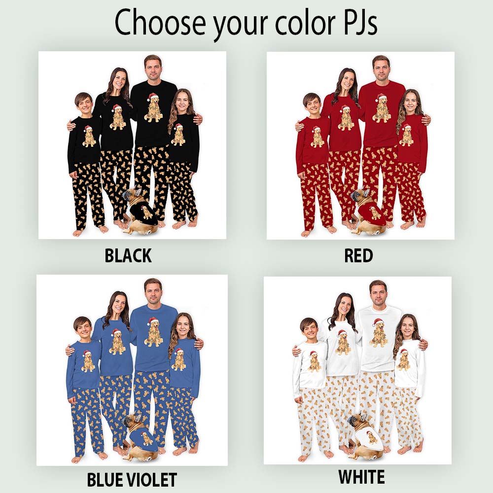 Christmas Pajamas With Golden Retrievers On Them And Pockets Included