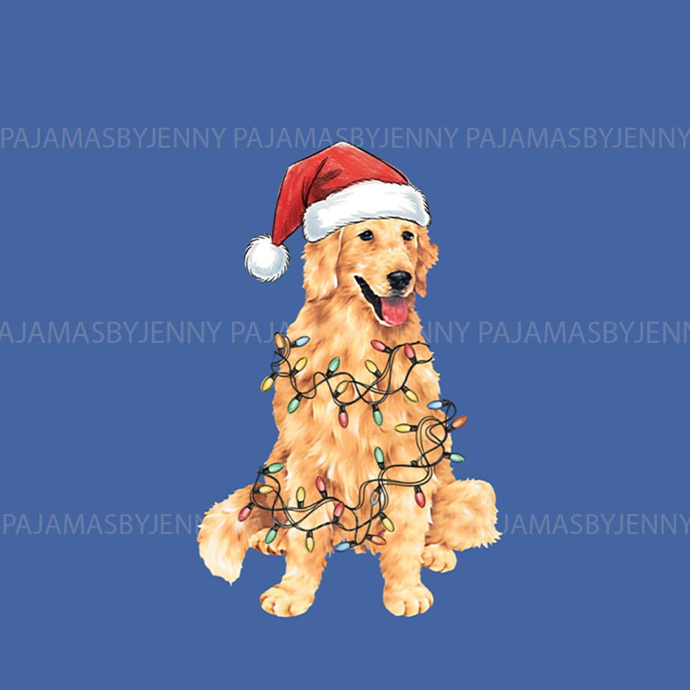 Christmas Pajamas With Golden Retrievers On Them And Pockets Included