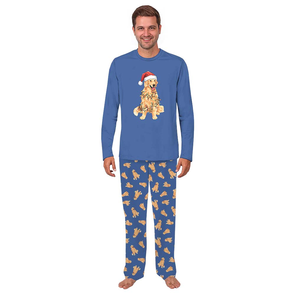 Christmas Pajamas With Golden Retrievers On Them And Pockets Included