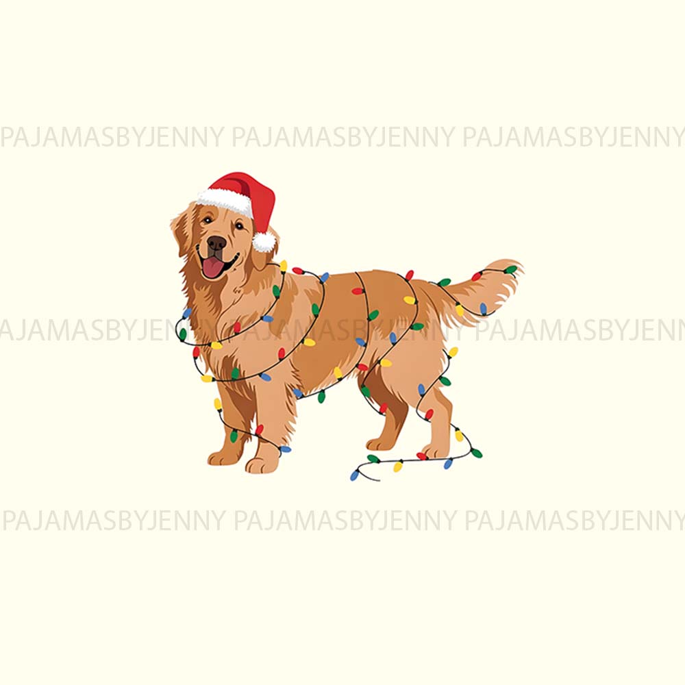 Beige Golden Retriever Christmas Pajamas With Plus And Dog Size