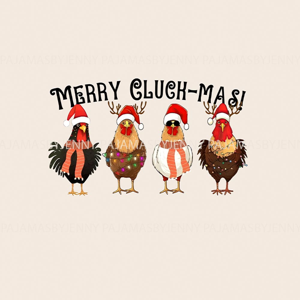 Merry Cluck Mas Christmas Chicken Dog Pajamas Matching Family