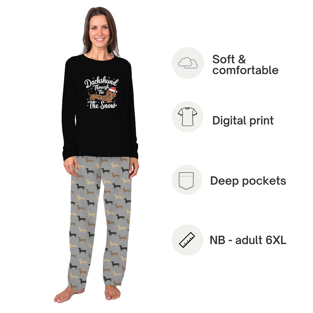 Dachshund Through The Snow Matching Christmas Pajamas