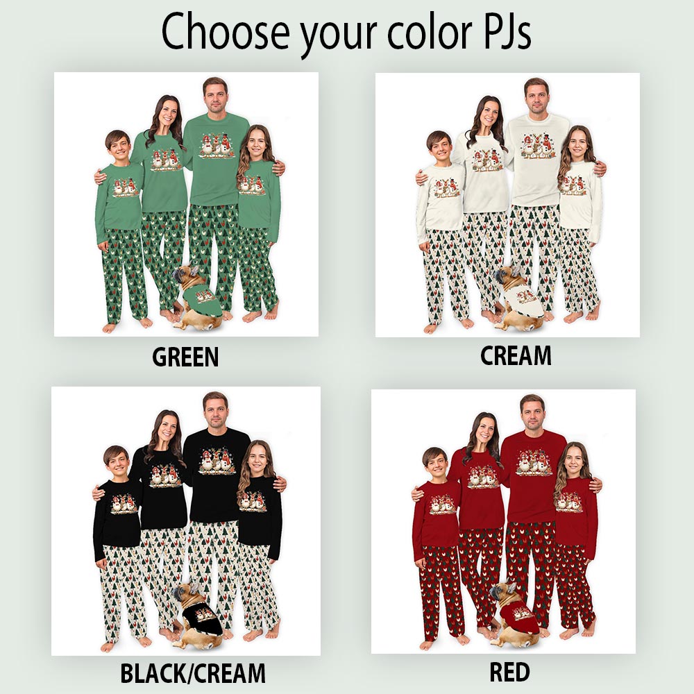 Cute Chickens with Christmas Theme Family Dog Matching Pajamas