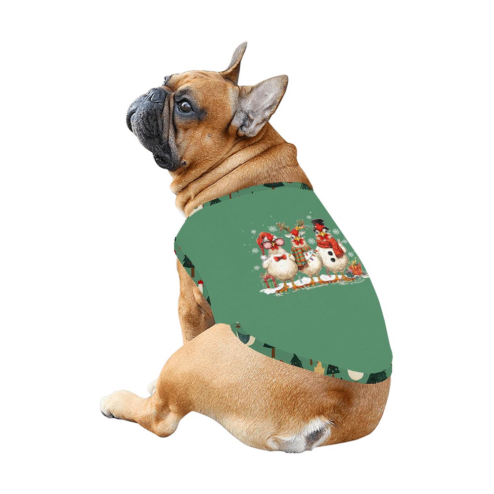 Cute Chickens with Christmas Theme Family Dog Matching Pajamas