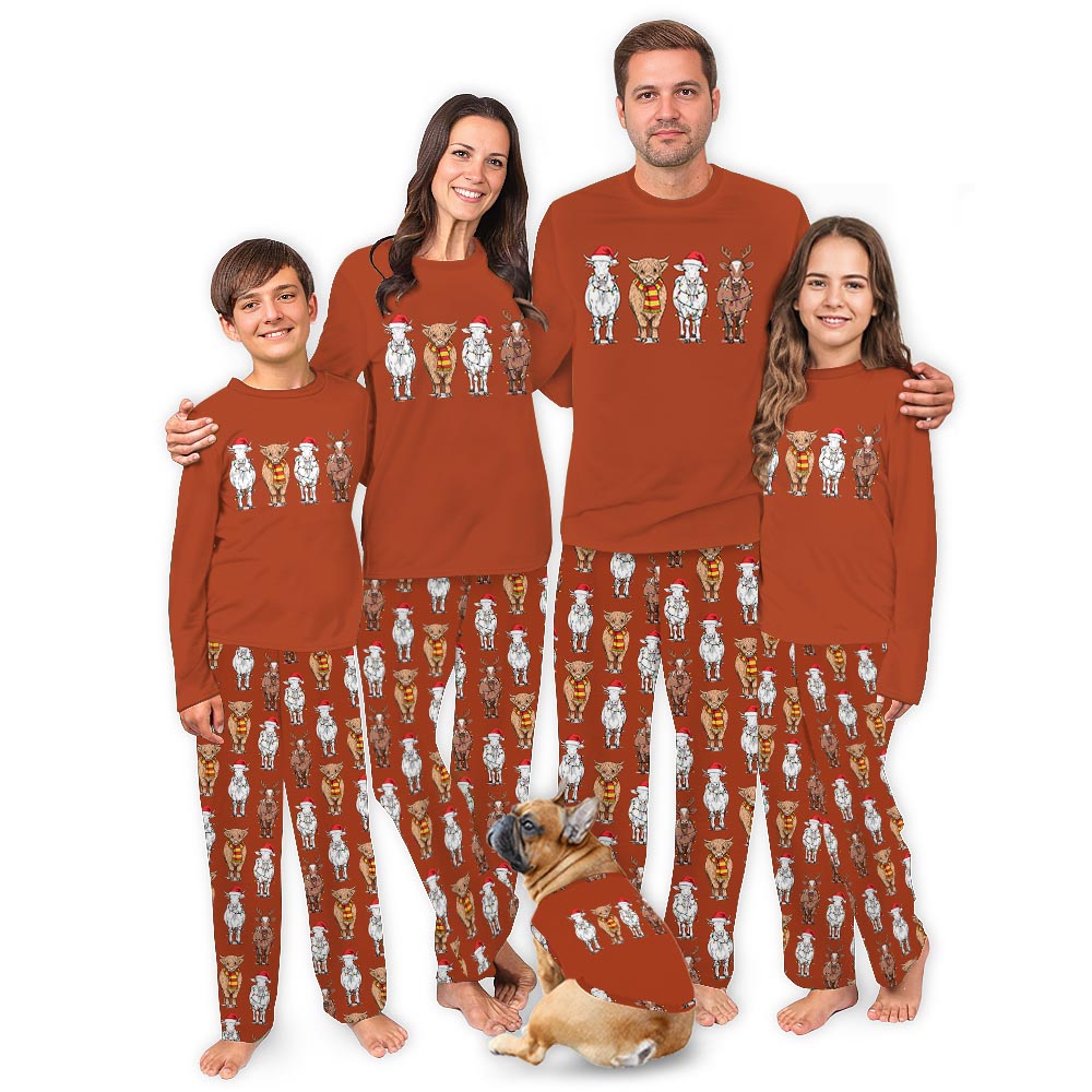 Adorable Highland Cow Matching Pjs For Family And Dog Adorable Highland Cow Matching Pjs For Family And Dog