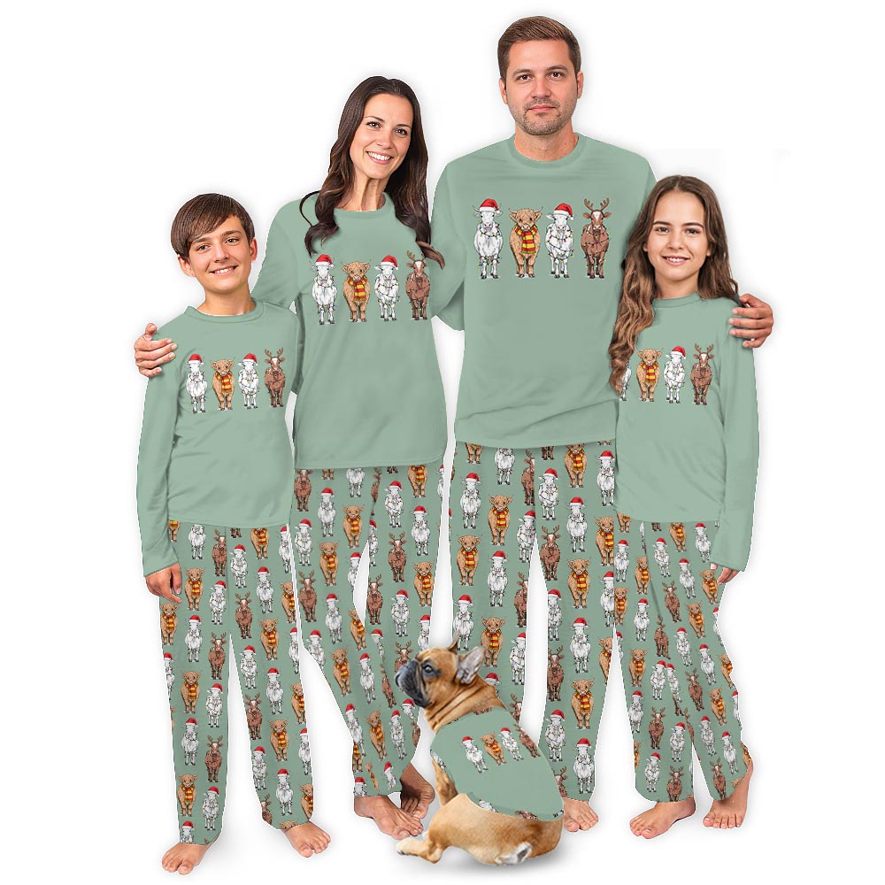 Adorable Highland Cow Matching Pjs For Family And Dog Adorable Highland Cow Matching Pjs For Family And Dog