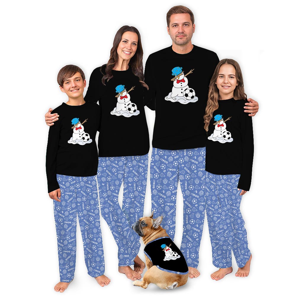 Funny Soccer Snowman Matching Pj Sets For Christmas