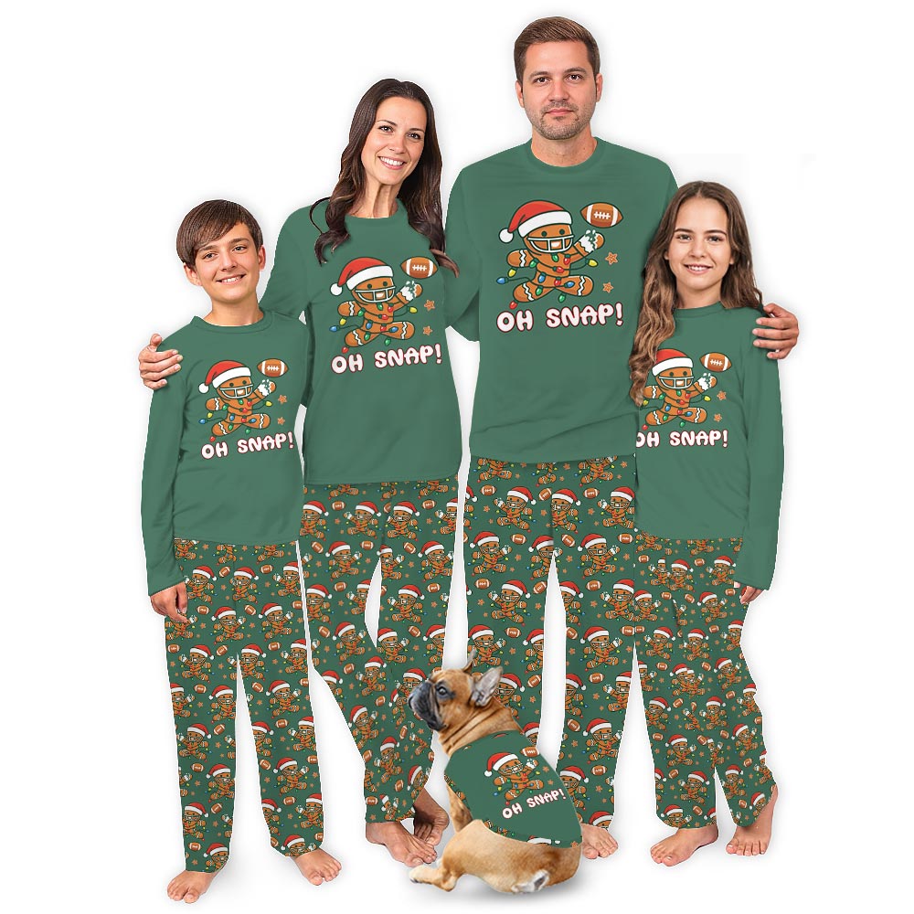 Oh Snap Gingerbread Football Cute Matching Christmas Pajamas