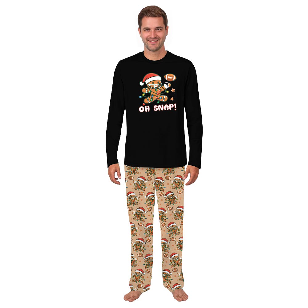 Oh Snap Gingerbread Football Cute Matching Christmas Pajamas