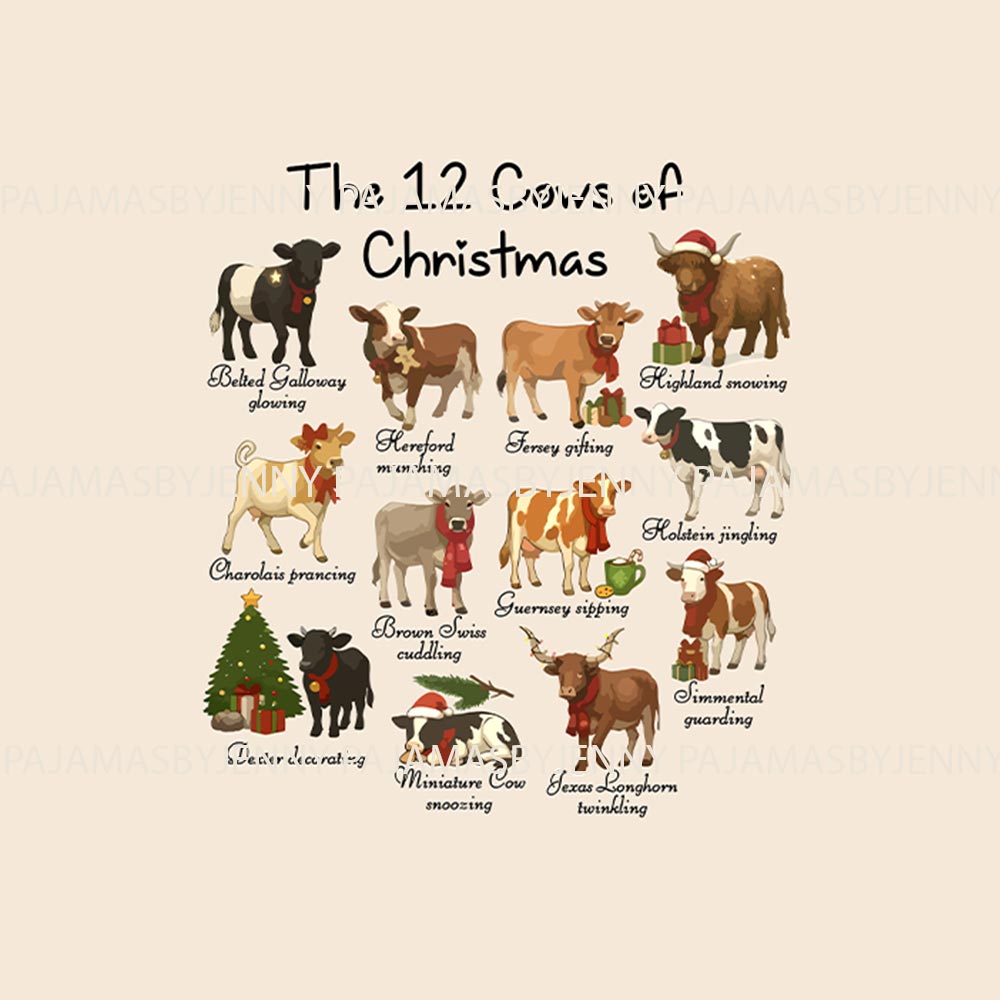 The Twelve Cows of Christmas Matching Pjs For Family And Dog The Twelve Cows of Christmas Matching Pjs For Family And Dog