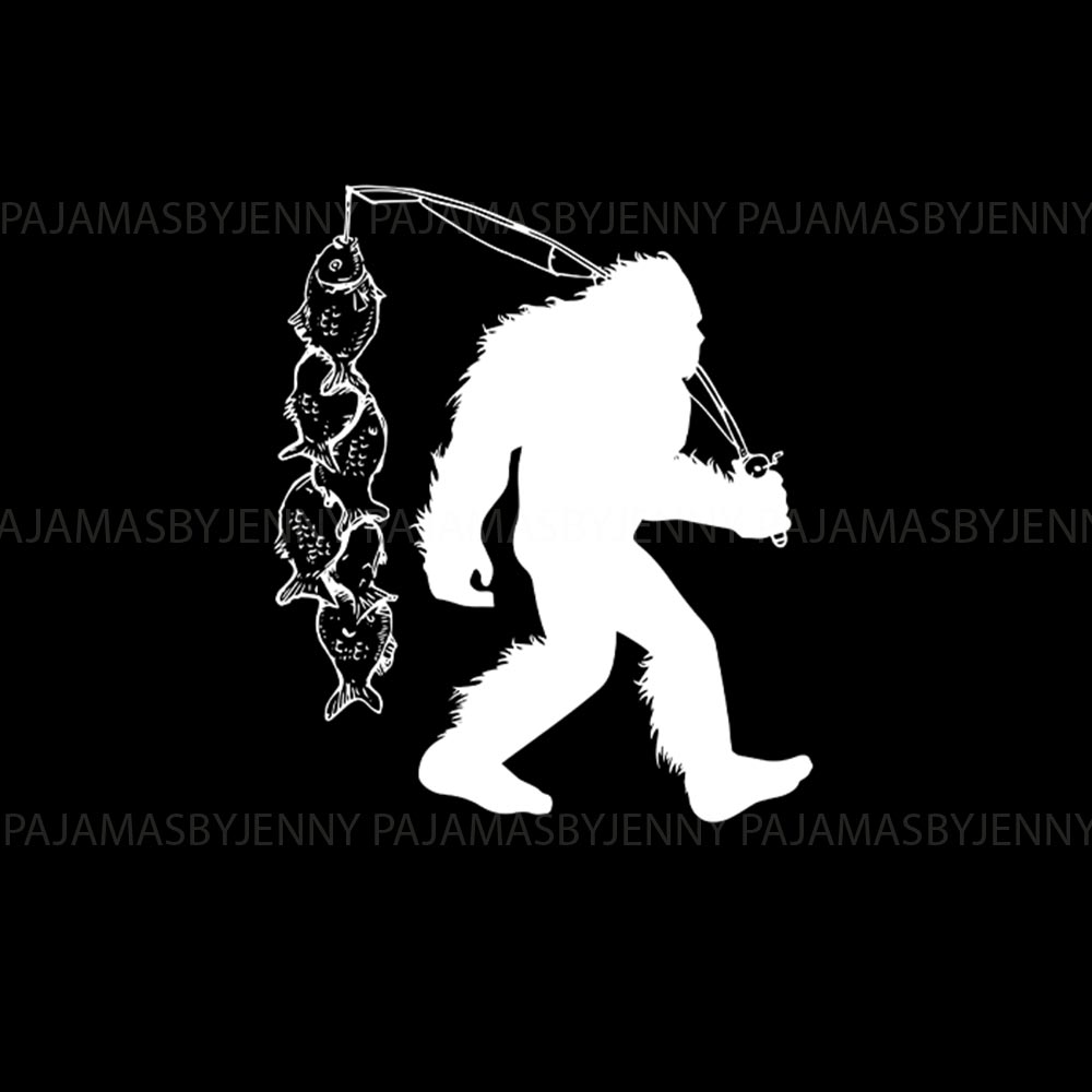 Black Bigfoot Going Fishing Matching Family Pj Sets Black Bigfoot Going Fishing Matching Family Pj Sets