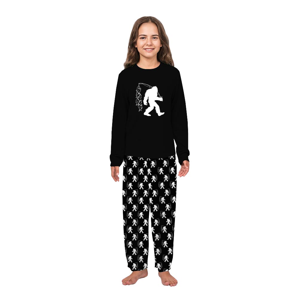 Black Bigfoot Going Fishing Matching Family Pj Sets Black Bigfoot Going Fishing Matching Family Pj Sets