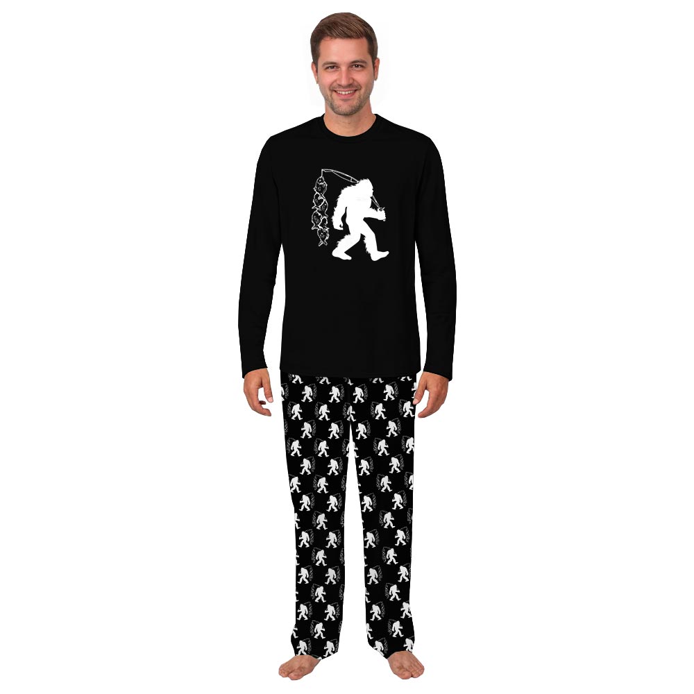 Black Bigfoot Going Fishing Matching Family Pj Sets Black Bigfoot Going Fishing Matching Family Pj Sets