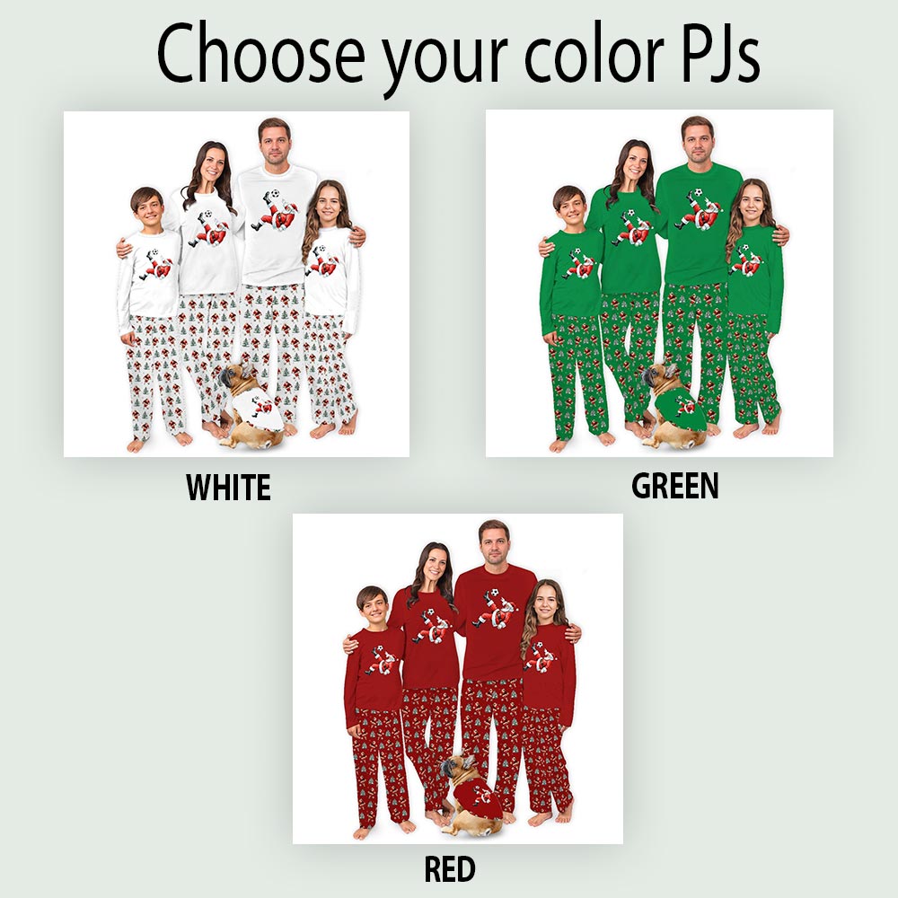 Christmas Soccer Santa Player Holiday Family Matching Pajamas