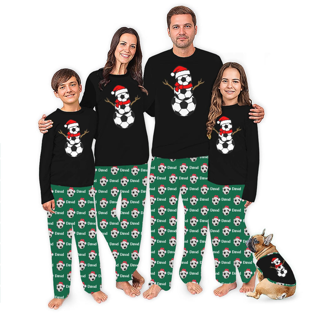 Cool Snowman Soccer Christmas Pjs With Personalized Name Cool Snowman Soccer Christmas Pjs With Personalized Name