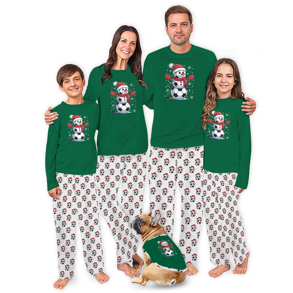 Plus Size Cute Christmas Family Pajamas With Soccer Snowman Plus Size Cute Christmas Family Pajamas With Soccer Snowman