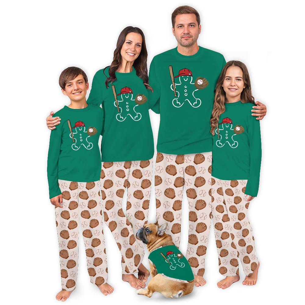 Cute Gingerbread Playing Baseball Matching Family PJ Sets Cute Gingerbread Playing Baseball Matching Family PJ Sets