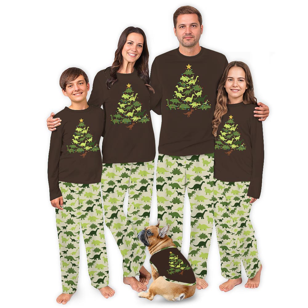 Dinosaur Christmas Tree Matching Long Sleeve Pajamas Dinosaur Christmas Tree Matching Long Sleeve Pajamas