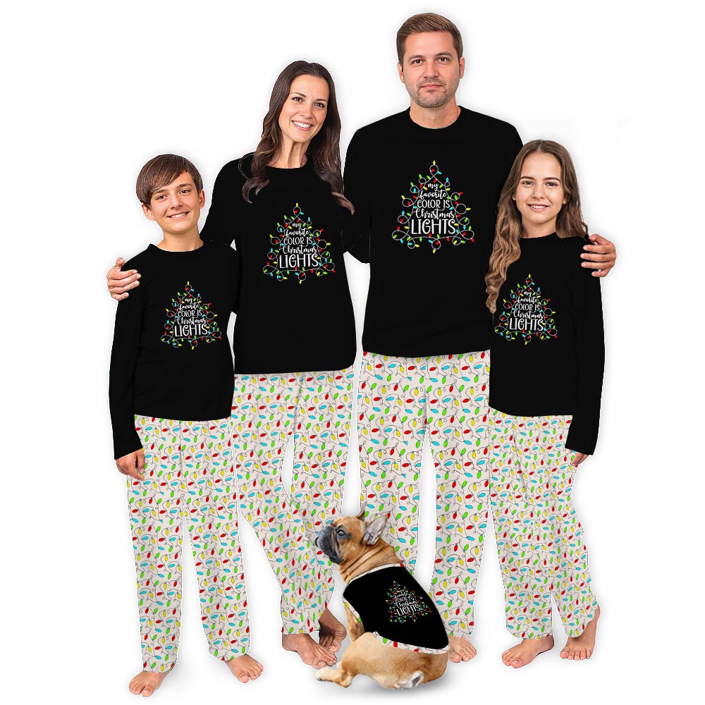 Christmas Light Dog And Owner Matching Family Jammies